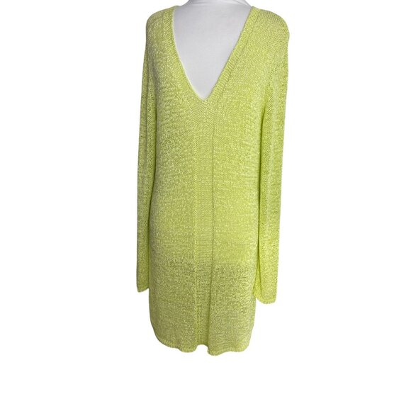Sigrid Olsen XL Green Semi Sheer Long Over Size Sweater or Mini Dress Green Knit - Picture 7 of 7